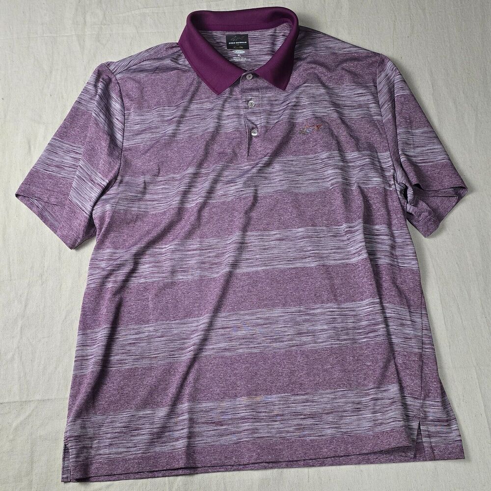 Greg Norman For Tasso Elba Play‎ Dry Golf Polo Shirt Sz XL Purple Stripe